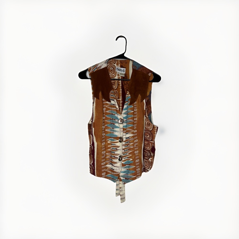 Surya Southwestern Vest Artsy Eclectic Turquoise Size L Rodeo Aztec